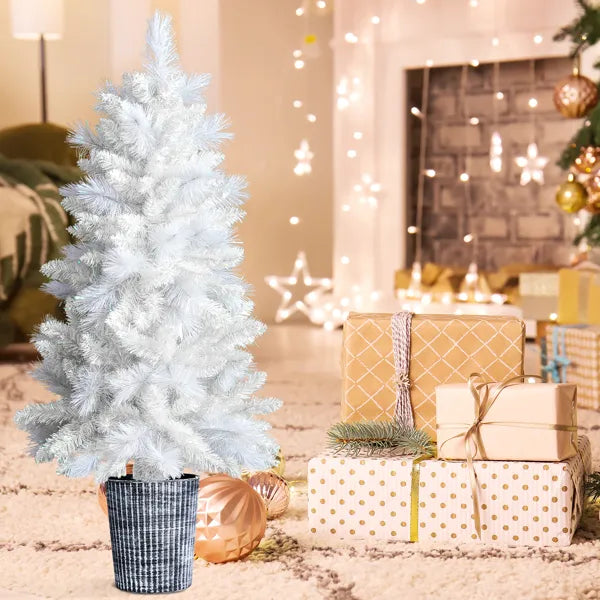 Hearthly 4 ft White Potted Christmas Tree