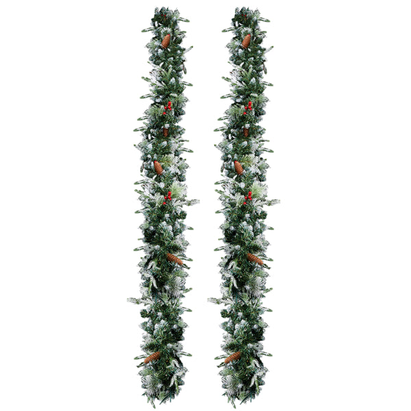 Hearthly 2-Pack 9 ft Pre-lit Snow Flocked Garland