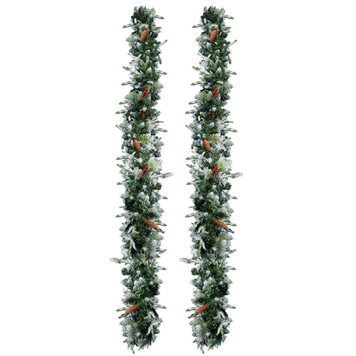 Hearthly 2-Pack 9 ft Pre-lit Snow Flocked Garland
