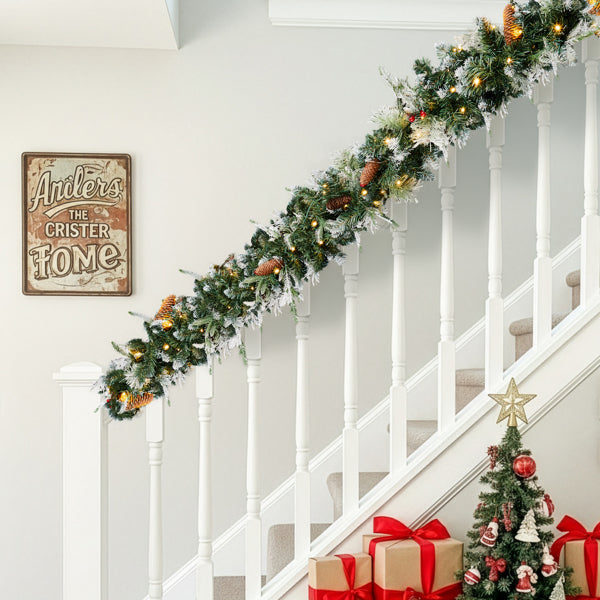 Hearthly 2-Pack 9 ft Pre-lit Snow Flocked Garland