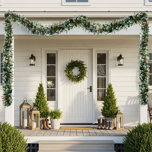 Hearthly 2-Pack 9 ft Pre-lit Snow Flocked Garland