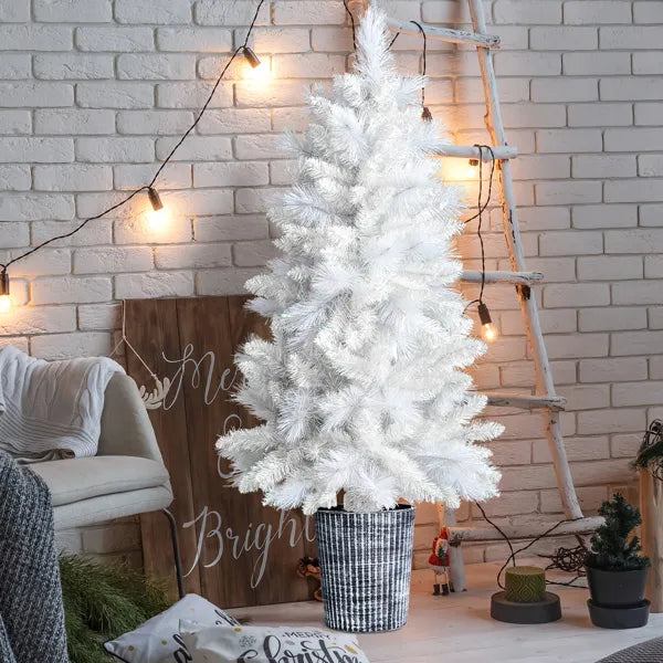 Hearthly 4 ft White Potted Christmas Tree