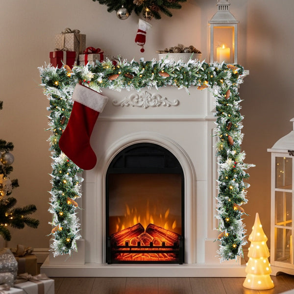 Hearthly 2-Pack 9 ft Pre-lit Snow Flocked Garland