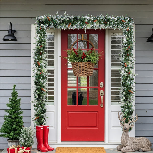 Hearthly 2-Pack 9 ft Pre-lit Snow Flocked Garland